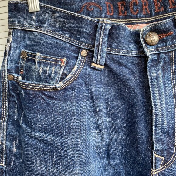 Degree Straight Fit Men's Jeans Size 33x30 Distressed Flap Pocket Dark Wash - Picture 11 of 16